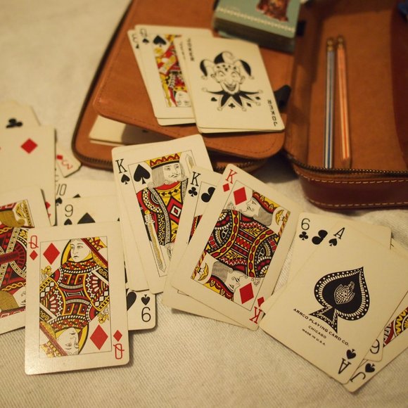 vtg DUNHILL Cowhide Leather Case Poker Chips Bridge LIAL Doberman Playing Cards - Picture 14 of 14